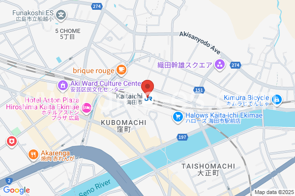 海田市メンズエステの地図です。map of Kaitaichi station where spa and massage salons are located