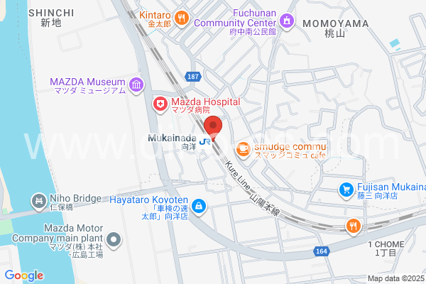 向洋メンズエステの地図です。map of Mukainada station where spa and massage salons are located