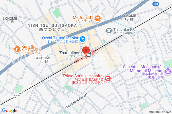 つつじヶ丘メンズエステの地図です。map of Tsutsujigaoka station where spa and massage salons are located