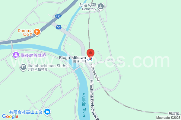 備後三川メンズエステの地図です。map of Bingo-Mikawa station where spa and massage salons are located