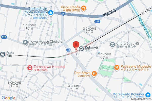 国領メンズエステの地図です。map of Kokuryō station where spa and massage salons are located