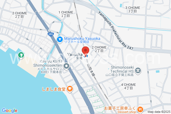安岡メンズエステの地図です。map of Yasuoka station where spa and massage salons are located