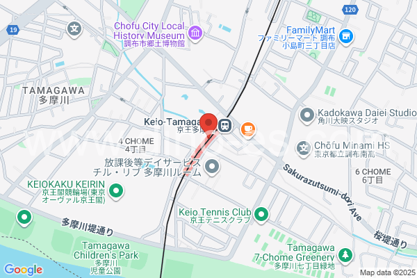 京王多摩川メンズエステの地図です。map of Keiō Tamagawa station where spa and massage salons are located