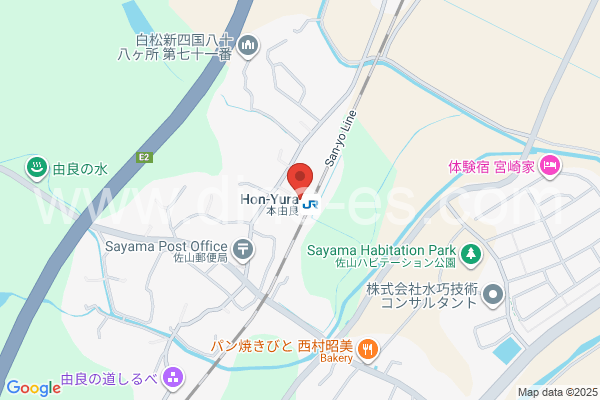 本由良メンズエステの地図です。map of Hon-Yura station where spa and massage salons are located