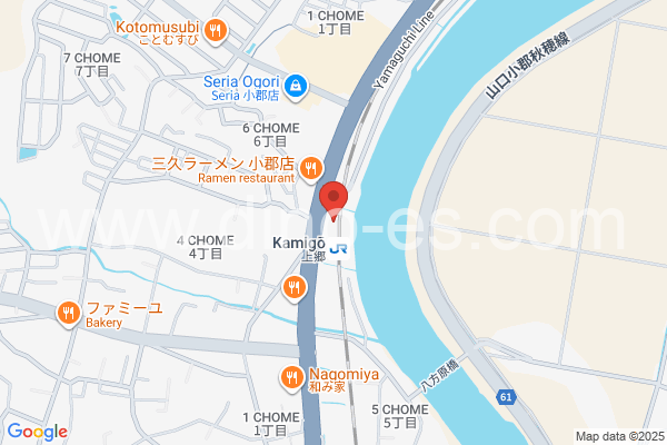 上郷メンズエステの地図です。map of Kamigō station where spa and massage salons are located
