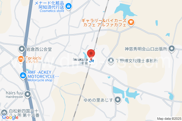 岩倉(山口)メンズエステの地図です。map of Iwakura station where spa and massage salons are located