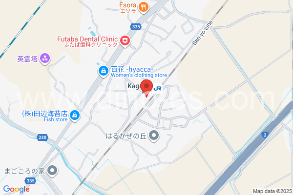嘉川メンズエステの地図です。map of Kagawa station where spa and massage salons are located