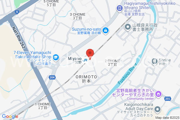 宮野メンズエステの地図です。map of Miyano station where spa and massage salons are located