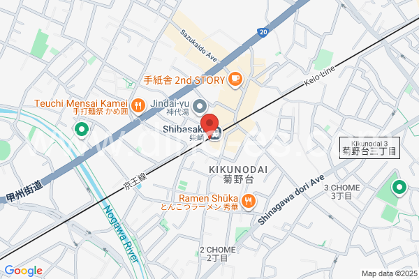 柴崎メンズエステの地図です。map of Shibasaki station where spa and massage salons are located