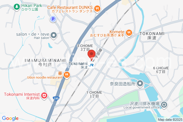 床波メンズエステの地図です。map of Tokonami station where spa and massage salons are located