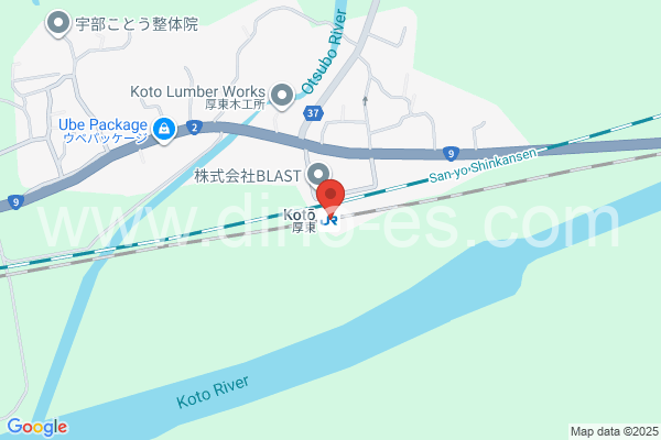 厚東メンズエステの地図です。map of Kotō station where spa and massage salons are located