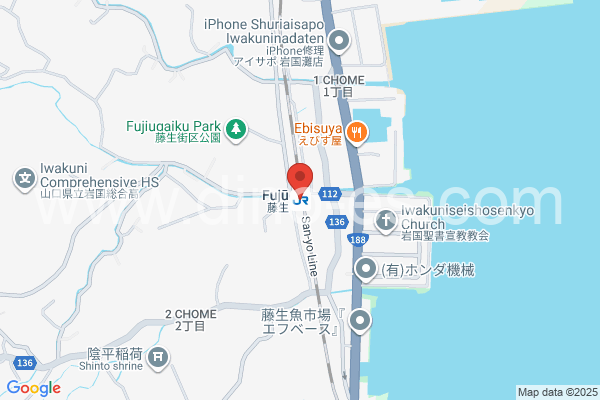 藤生メンズエステの地図です。map of Fujū station where spa and massage salons are located