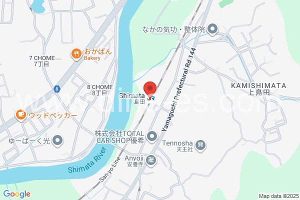 島田(山口)メンズエステの地図です。map of Shimada station where spa and massage salons are located