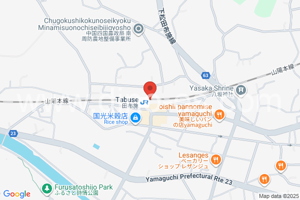 田布施メンズエステの地図です。map of Tabuse station where spa and massage salons are located