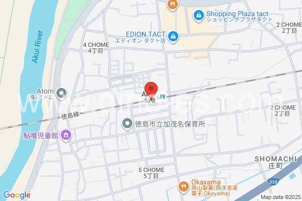 鮎喰メンズエステの地図です。map of Akui station where spa and massage salons are located