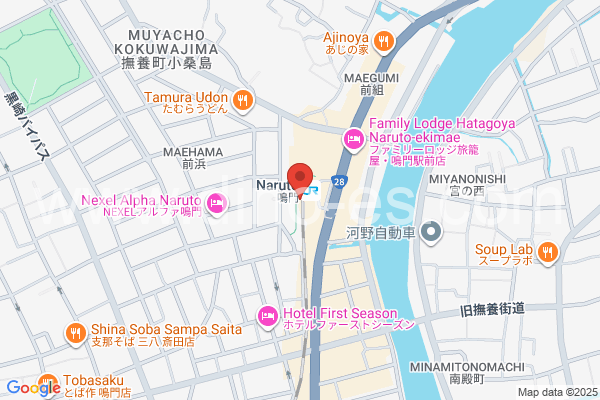鳴門メンズエステの地図です。map of Naruto station where spa and massage salons are located
