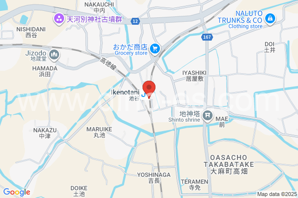 池谷メンズエステの地図です。map of Ikenotani station where spa and massage salons are located