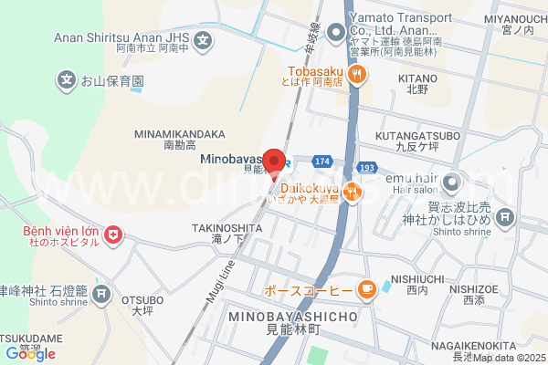 見能林メンズエステの地図です。map of Minobayashi station where spa and massage salons are located
