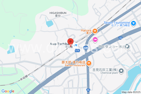 阿波橘メンズエステの地図です。map of Awa-Tachibana station where spa and massage salons are located