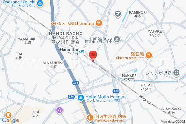 羽ノ浦メンズエステの地図です。map of Hanoura station where spa and massage salons are located