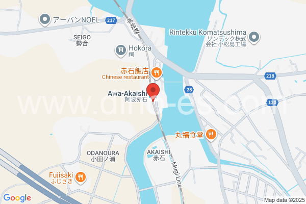 阿波赤石メンズエステの地図です。map of Awa-Akaishi station where spa and massage salons are located