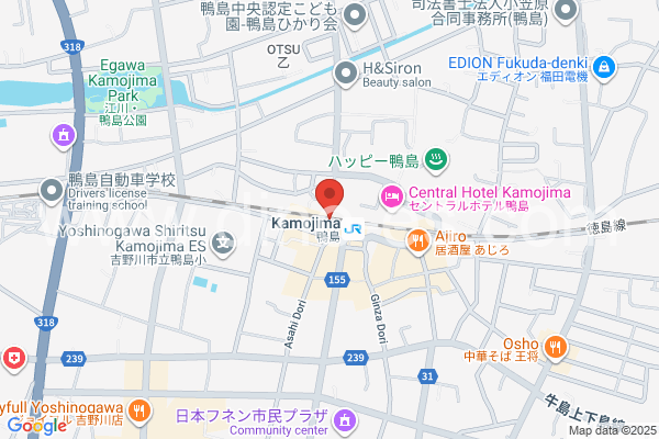 鴨島メンズエステの地図です。map of Kamojima station where spa and massage salons are located