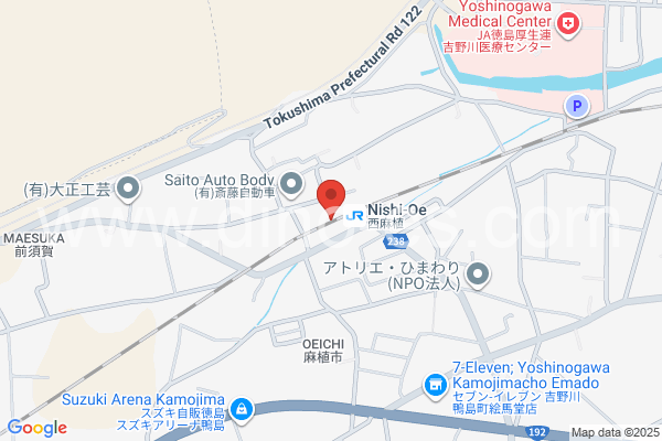 西麻植メンズエステの地図です。map of Nishioe station where spa and massage salons are located