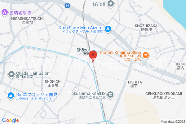 勝瑞メンズエステの地図です。map of Shōzui station where spa and massage salons are located