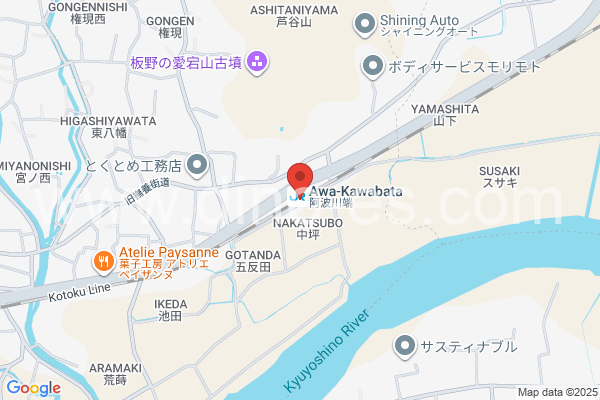 阿波川端メンズエステの地図です。map of Awa-Kawabata station where spa and massage salons are located