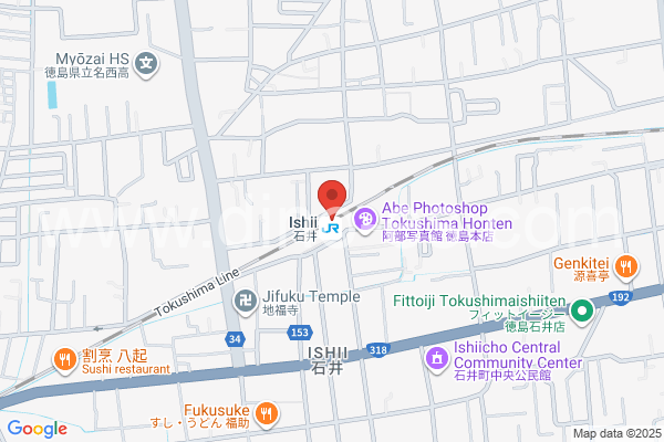 石井(徳島)メンズエステの地図です。map of Ishii station where spa and massage salons are located