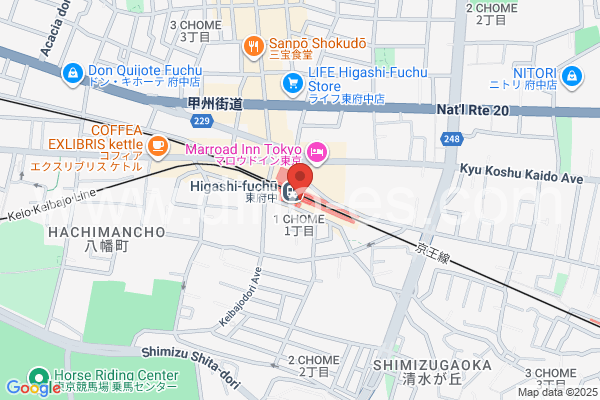 東府中メンズエステの地図です。map of Higashi-Fuchū station where spa and massage salons are located