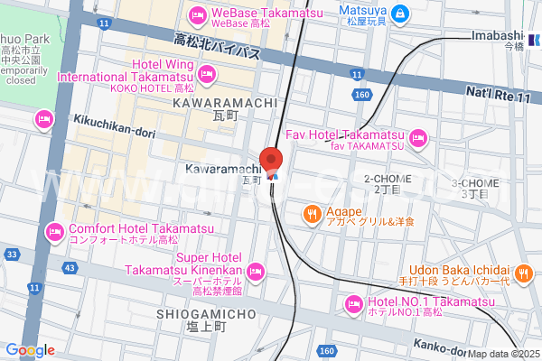 瓦町メンズエステの地図です。map of Kawaramachi station where spa and massage salons are located