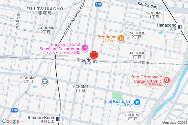 栗林メンズエステの地図です。map of Ritsurin station where spa and massage salons are located