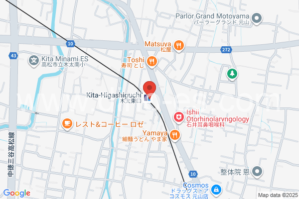 木太東口メンズエステの地図です。map of Kita-Higashiguchi station where spa and massage salons are located
