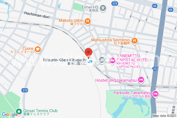 栗林公園北口メンズエステの地図です。map of Ritsurinkōen Kitaguchi station where spa and massage salons are located