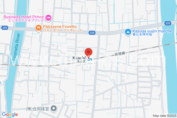 木太町メンズエステの地図です。map of Kitachō station where spa and massage salons are located