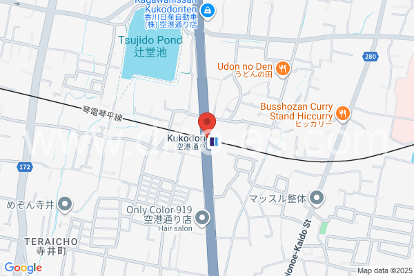 空港通りメンズエステの地図です。map of Kūkō-dōri station where spa and massage salons are located