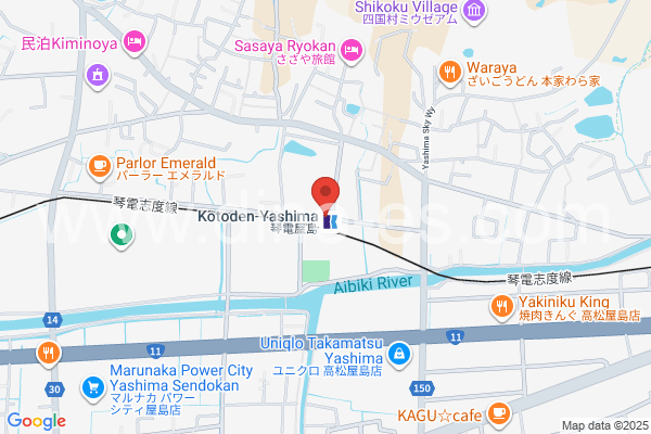 琴電屋島メンズエステの地図です。map of Kotoden Yashima station where spa and massage salons are located