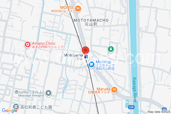 元山(高松)メンズエステの地図です。map of Motoyama station where spa and massage salons are located