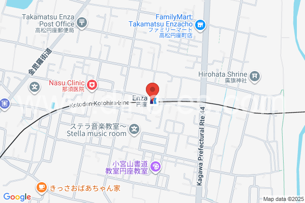 円座メンズエステの地図です。map of Enza station where spa and massage salons are located