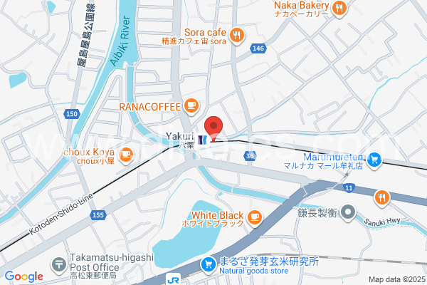 八栗メンズエステの地図です。map of Yakuri station where spa and massage salons are located