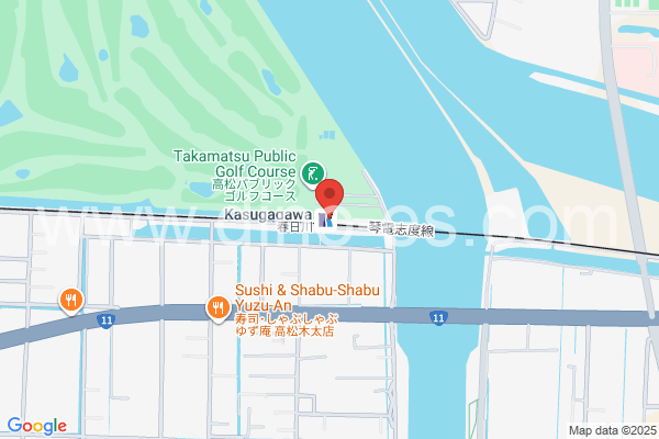 春日川メンズエステの地図です。map of Kasugagawa station where spa and massage salons are located