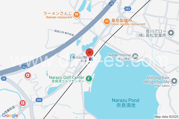 岡本(高松)メンズエステの地図です。map of Okamoto station where spa and massage salons are located