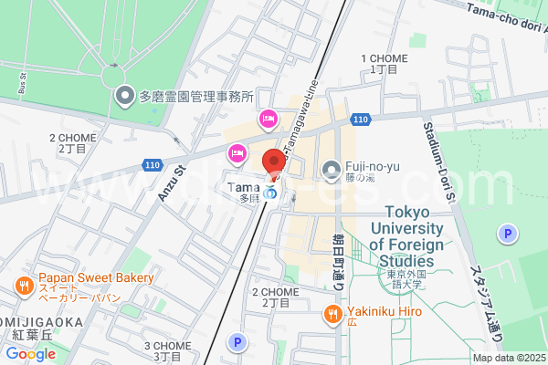 多磨メンズエステの地図です。map of Tama station where spa and massage salons are located