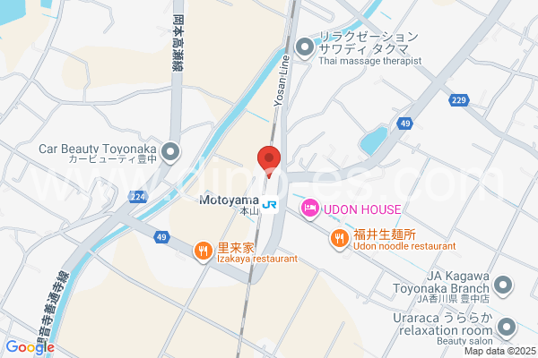 本山(香川)メンズエステの地図です。map of Motoyama station where spa and massage salons are located