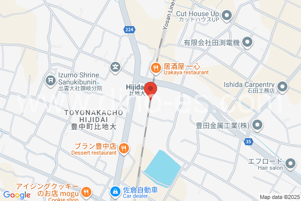 比地大メンズエステの地図です。map of Hijidai station where spa and massage salons are located