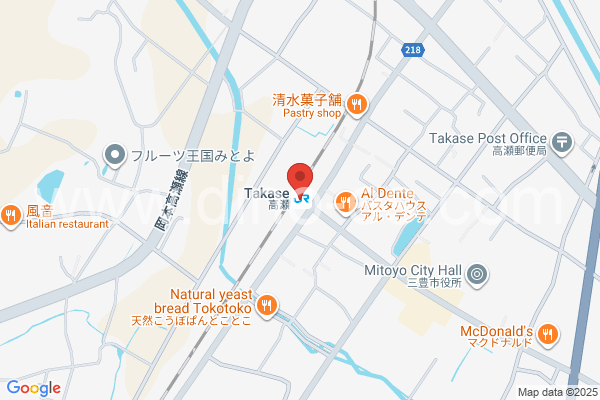 高瀬(香川)メンズエステの地図です。map of Takase station where spa and massage salons are located