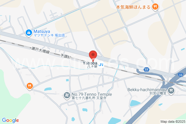 八十場メンズエステの地図です。map of Yasoba station where spa and massage salons are located