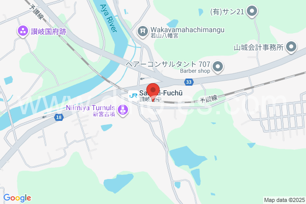 讃岐府中メンズエステの地図です。map of Sanuki-Fuchū station where spa and massage salons are located