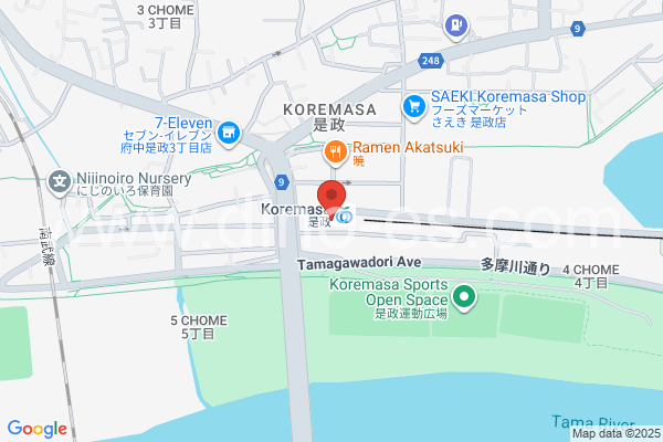 是政メンズエステの地図です。map of Koremasa station where spa and massage salons are located